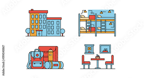 Hostel Line art modern abstract tone vector