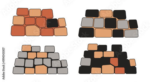 Inca Stone Wall Line clean vibrant tone illustration