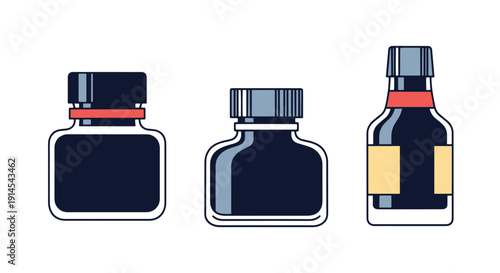 Ink Bottle Line art modern abstract tone vector