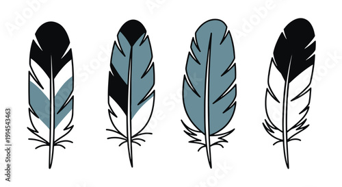 Ink Feather Line art modern bright color illustration