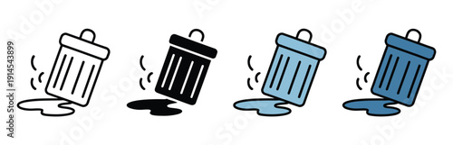 Landfill icon set multiple style collection, including line, solid, outline, and filled icons, perfect for waste management