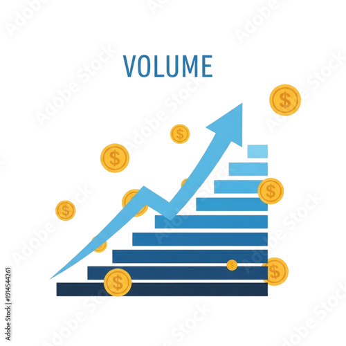 Increasing business growth chart graph isolated on transparent background.