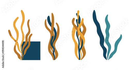 Kelp Line art vector abstract color concept