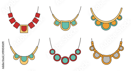 Jewelry Necklace minimal vivid color vector
