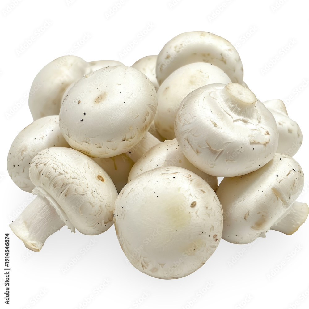 custom made wallpaper toronto digitalWhite Button Mushrooms on White Background.
