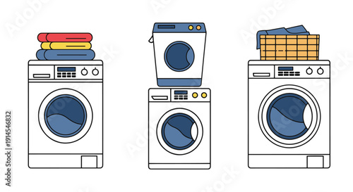 Laundry Room Line digital illustration bright abstract color vector