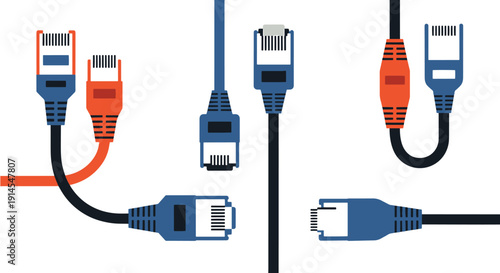 LAN Cable Line art minimal bold color vector