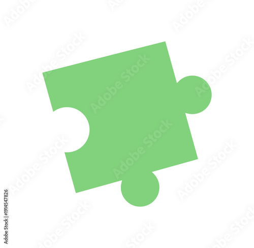 Flat simple jigsaw puzzle piece. Minimalist silhouette of puzzle tile and toy piece for table games. Suitable for boardgame design, childhood themes, and fun entertainment.