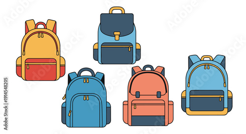 Laptop Backpack Line minimal color design vector