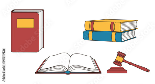 Law Book Line art soft color vector design