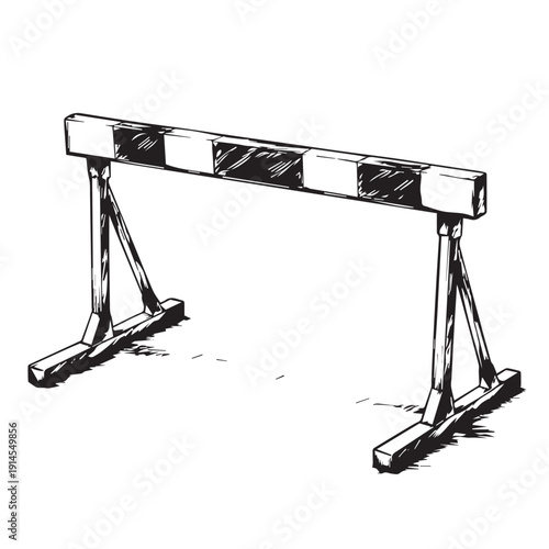 A vector illustration of a traffic barrier gate for road equipment, designed with clean lines to represent safety control, transportation system tools, and street facility use.