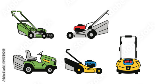 Lawn Mower Line art digital illustration creative modern color
