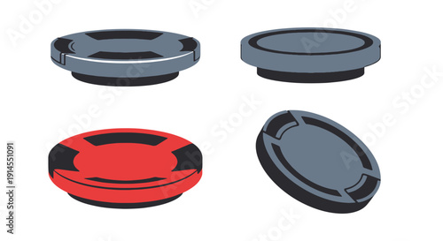 Lens Cap Line art minimal shape color illustration