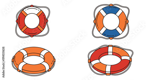 Life Buoy Line art modern color vector design