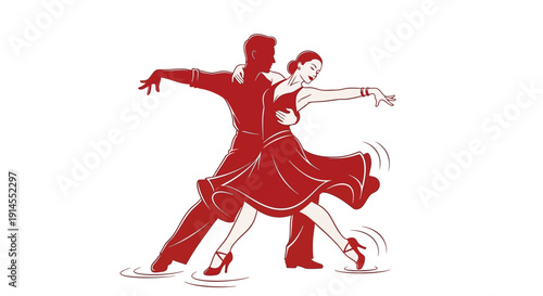 Couple dancing together in rhythmic motion, illustration of people