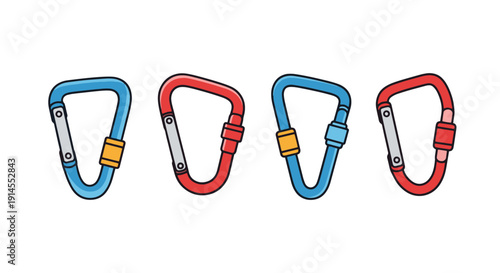 Locking Carabiner modern bright color illustration