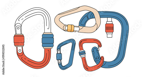 Locking Carabiner clean elegant color illustration