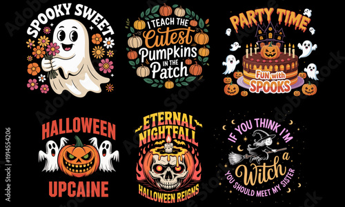 Ghost and Cat Kids Halloween T-Shirt,  Spooky Cotton Tee, Halloween T Shirt, Unisex Funny Spooky Graphic Tee, alloween Halftone PNG Bundle - Vintage Spooky Designs, Retro Halloween Graphics for Crafts