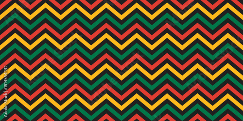 red yellow green abstract geometric shapes on black background, black history month template, juneteenth social network post