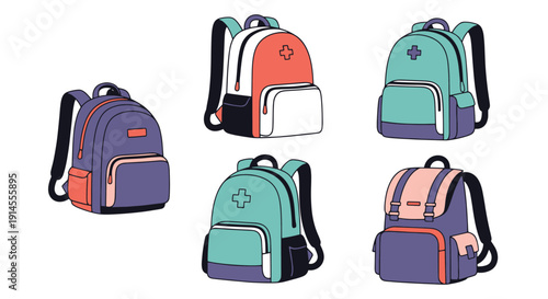 Medical Backpack bold creative color illustration