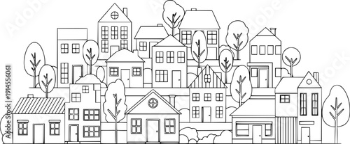 Community of Houses and Trees Outline
