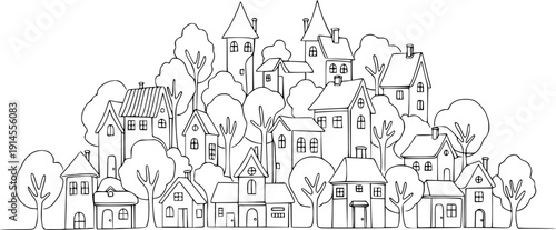 Community of Houses and Trees Outline
