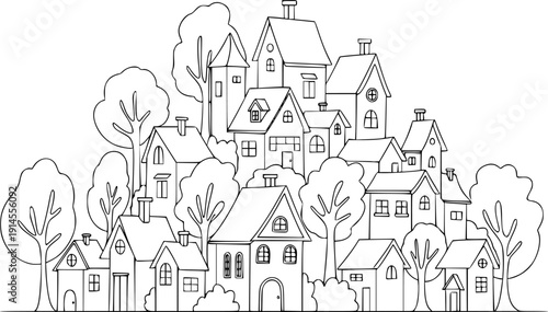 Community of Houses and Trees Outline
