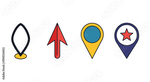 Map Pointer Line art minimal digital color illustration