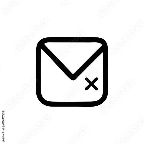 A simple black icon of a closed envelope with a cross on a white background.