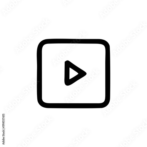 A simple black play button icon on a white background with a square shape and rounded corners.