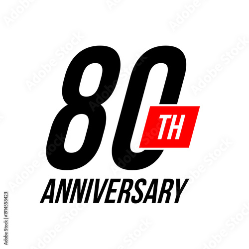80th anniversary celebration label, eighty years jubilee congratulation card vector template, happy birthday sign, event invitation