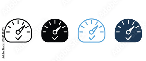 Performance icon set multiple style collection, vector icons representing efficiency, speed, evaluation, performance metrics, and growth