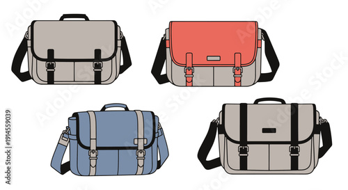 Messenger Bag Line creative tone color illustration