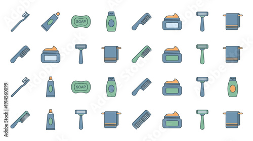 Personal Care Icons d flat vector isolated white background
