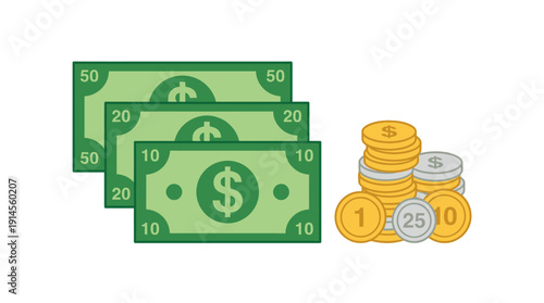 Money d flat vector isolated white background