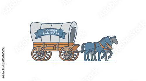 Pioneer Transport d flat vector isolated white background
