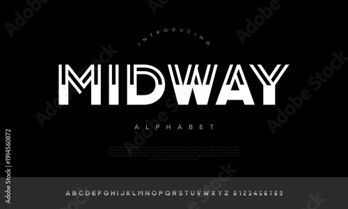Midway alphabet stylish outline inline font for luxury fashion branding and elegant boutique logo