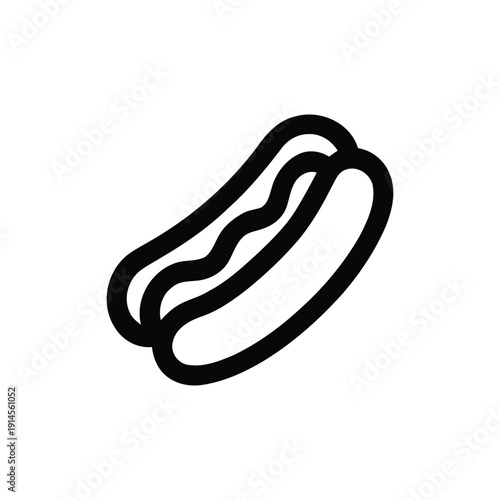 Simple black hot dog icon for food or menu design