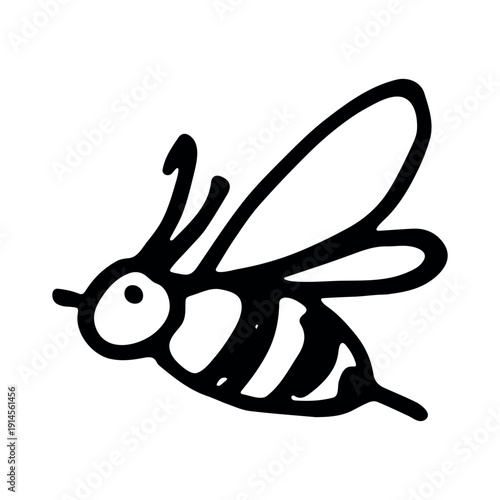 Hand drawn happy funny cute honey bee clipart Adorable flying striped insect friendly kawaii bumble bee For kids print, web, design, decor, logo