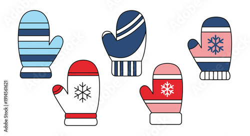 Mittens Line art modern dynamic color vector