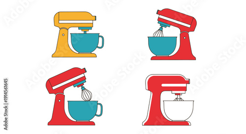 Mixer Line art vibrant color modern bold tone illustration