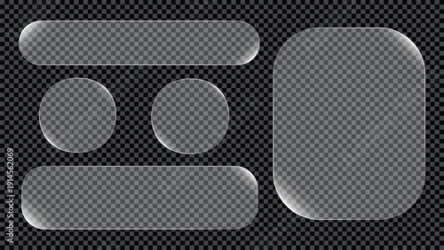 Set of liquid glass smartphone vector icon interface isolated on transparent background.