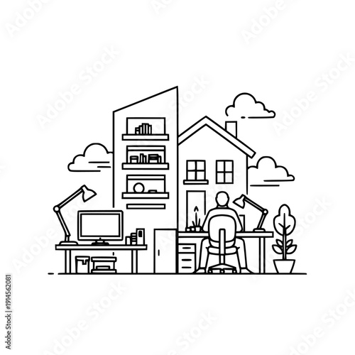 hybrid office remote work vector