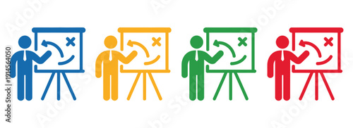 Plan icon set color multiple style collection element for design, including line, solid, outline, and filled icons, perfect for project planning