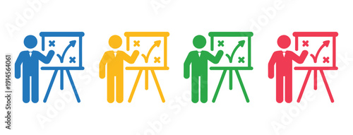 Plan icon set color multiple style collection element, vector icons representing workflows