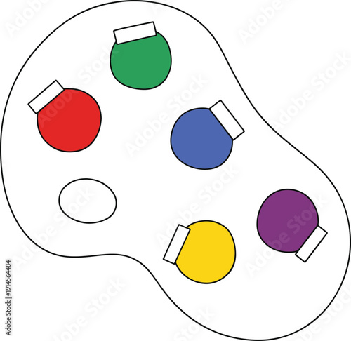 Artistic Palette Illustration with Colors and Oval Shape in Studio View