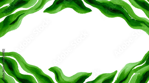 Green watercolor wave border, an artistic design with verdant hues for various creative projects.