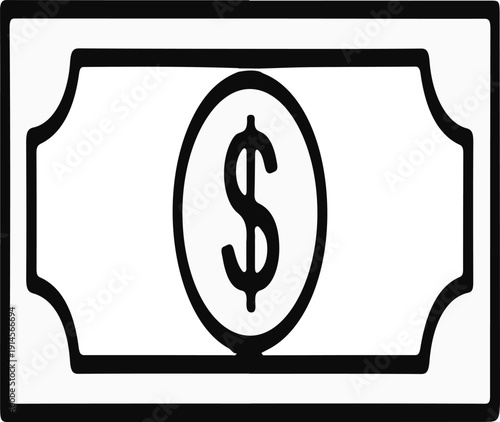 Graphic Dollar Bill Illustration Featuring Currency Symbol in Central View
