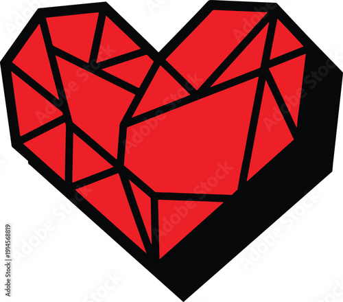 Centralized Heart Illustration with Geometric Design Elements Viewed