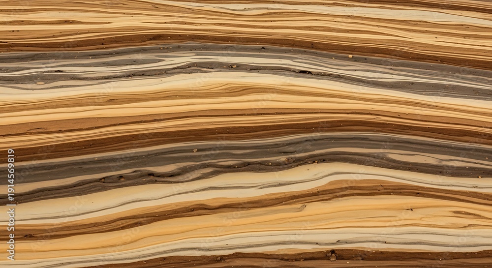 Fototapeta premium Horizontal sedimentary layers with earth toned wavy lines formations